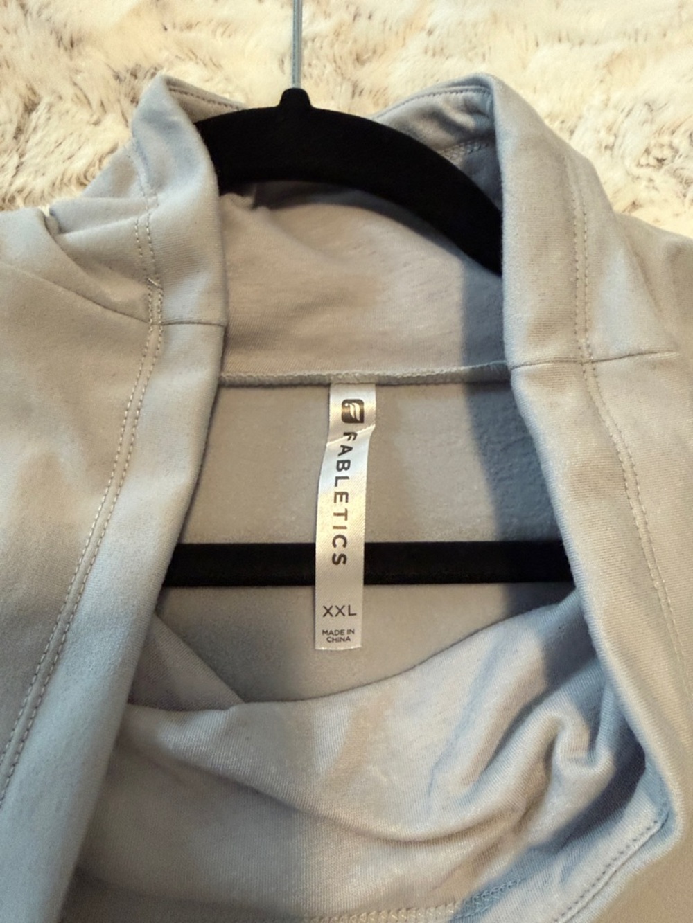 Light Gray Cowl Neck Pullover with Red Pocket Accents - Picture 3 of 5
